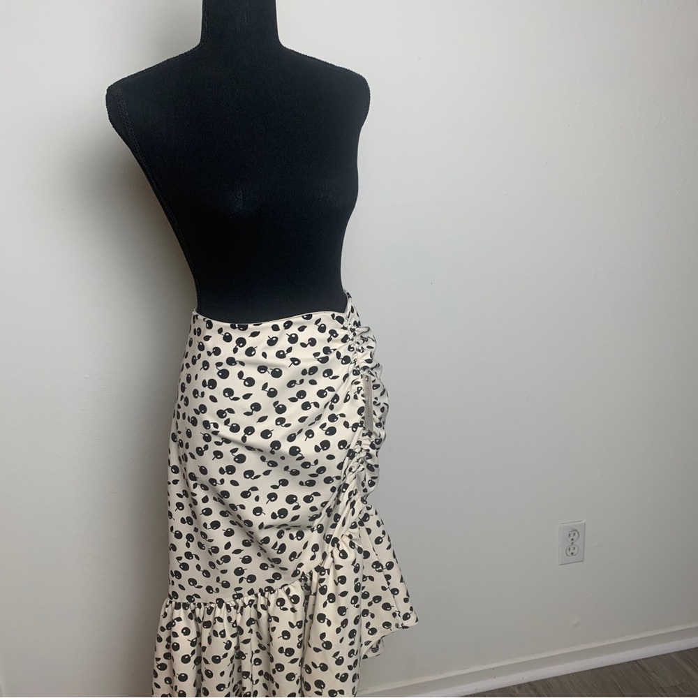 Anthropologie Black and cream cherry skirt
